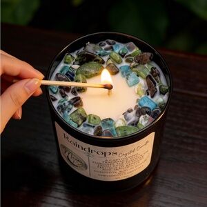 Raindrops peace + perspective crystal candle | fresh rain scent, earthy + floral